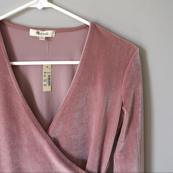 (SOLD) Madewell Velvet Wrap Bodysuit - S - Picture 2 of 6